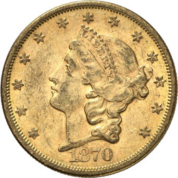 20 dollars Coronet Head 1870 S, ... 