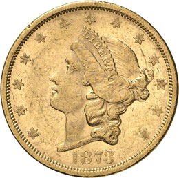 20 Dollars Coronet Head 1873 ... 