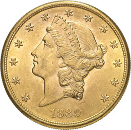 20 Dollars Coronet Head 1889 S, ... 