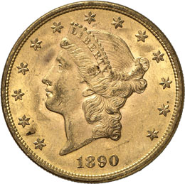 20 dollars Coronet Head 1890.  ... 