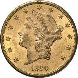 20 dollars Coronet Head 1890 S, ... 
