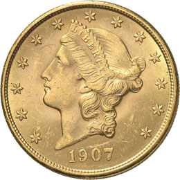 20 Dollars Coronet Head 1907.  ... 