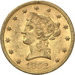 10 Dollars Coronet Head 1852.  ... 