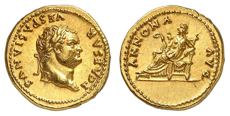 Titus César 69-79. Aureus 78-79. ... 