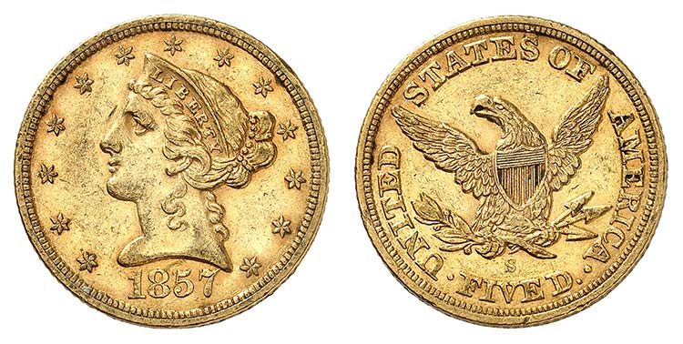 5 Dollars 1857 S, San Francisco. ... 