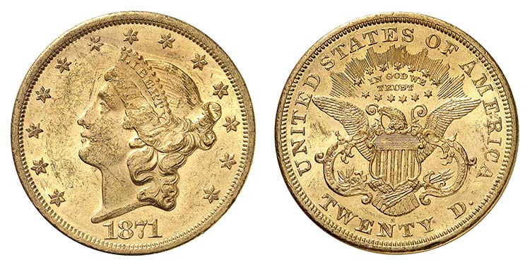 20 Dollars 1871 S, San Francisco. ... 