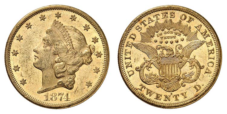 20 Dollars 1874 S, San Francisco. ... 