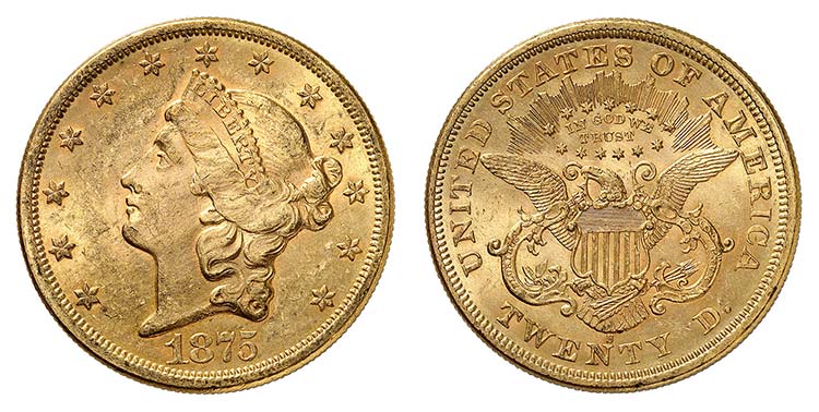 20 Dollars 1875 S, San Francisco. ... 