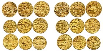  A collection of 9 gold Mohurs ... 