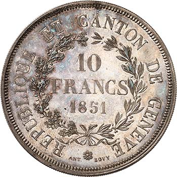 Genève - 10 Francs 1851, Genève. ... 
