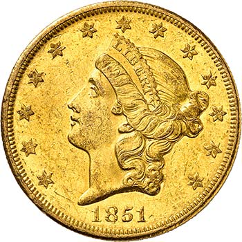 20 Dollars Coronet Head 1851 O, ... 