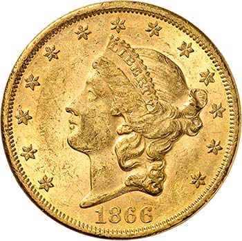 20 Dollars Coronet Head 1866. ... 