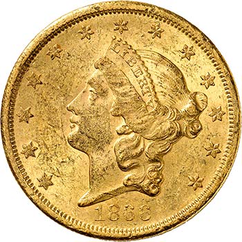 20 Dollars Coronet Head 1866 S,  ... 