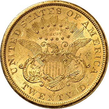 20 Dollars Coronet Head 1866 S,  ... 