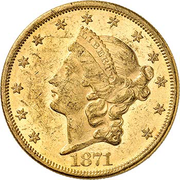 20 Dollars Coronet Head 1871.  ... 