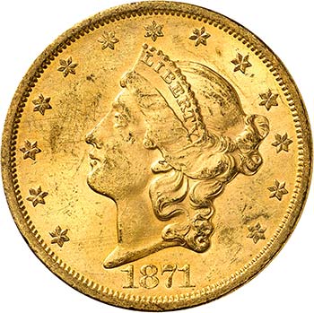 20 Dollars Coronet Head 1871 S,  ... 