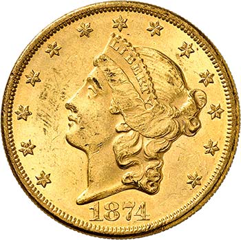 20 Dollars Coronet Head 1874. ... 