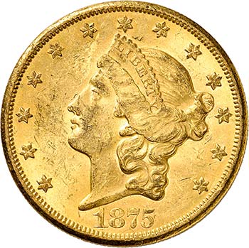 20 Dollars Coronet Head 1875 CC, ... 