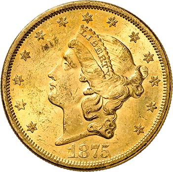20 Dollars Coronet Head 1875 S, ... 