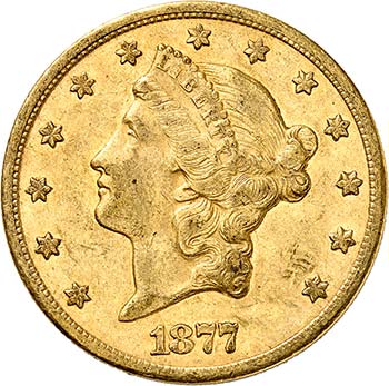 20 Dollars Coronet Head 1877 CC, ... 