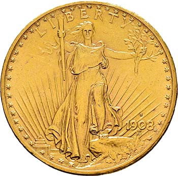 20 dollars Saint-Gaudens 1908 S, ... 