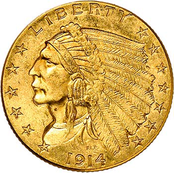 2,5 Dollars Indian 1914.Tête ... 