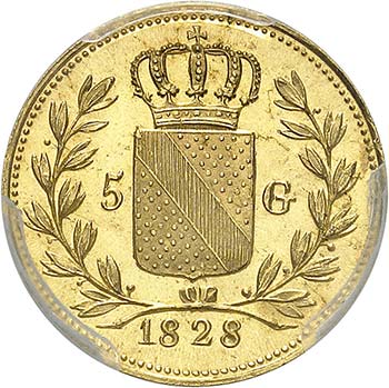 Bade - Louis, 1818-1830.  5 Gulden ... 