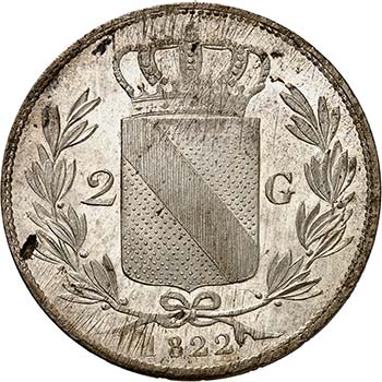 Bade - Louis, 1818-1830.  2 Gulden ... 