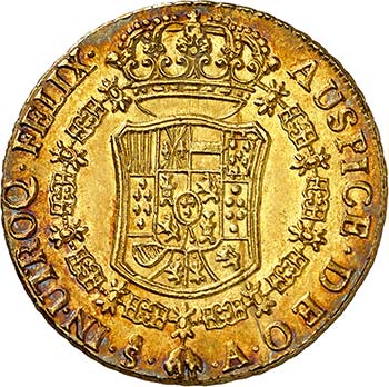 8 Escudos 1770 So, Santiago. Buste ... 