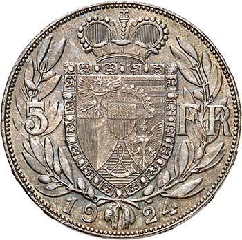 Jean II, 1858-1929.  5 Francs ... 