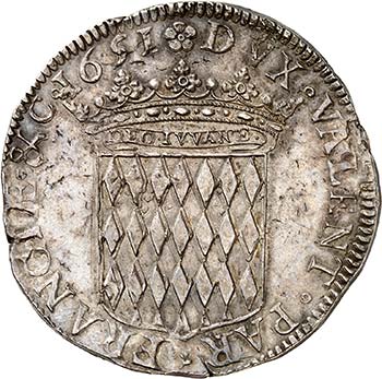 Honoré II, 1604-1662.  Ecu 1651. ... 