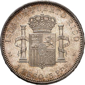 Alfonse XIII, 1886-1931.  1 Peso ... 
