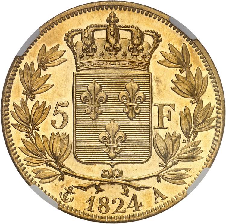 Charles X, 1824-1830. 5 Francs ... 