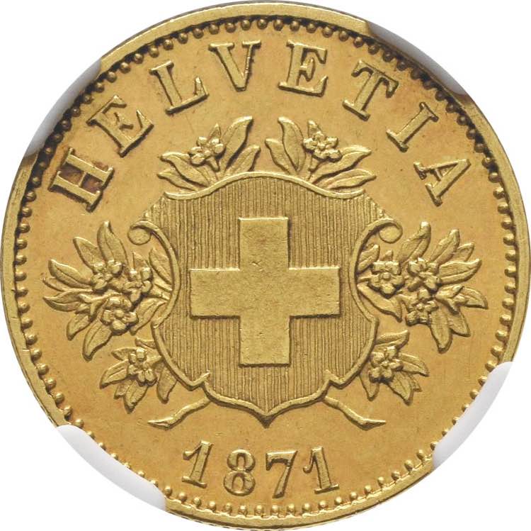 Confédération. 20 Francs 1871 B, ... 