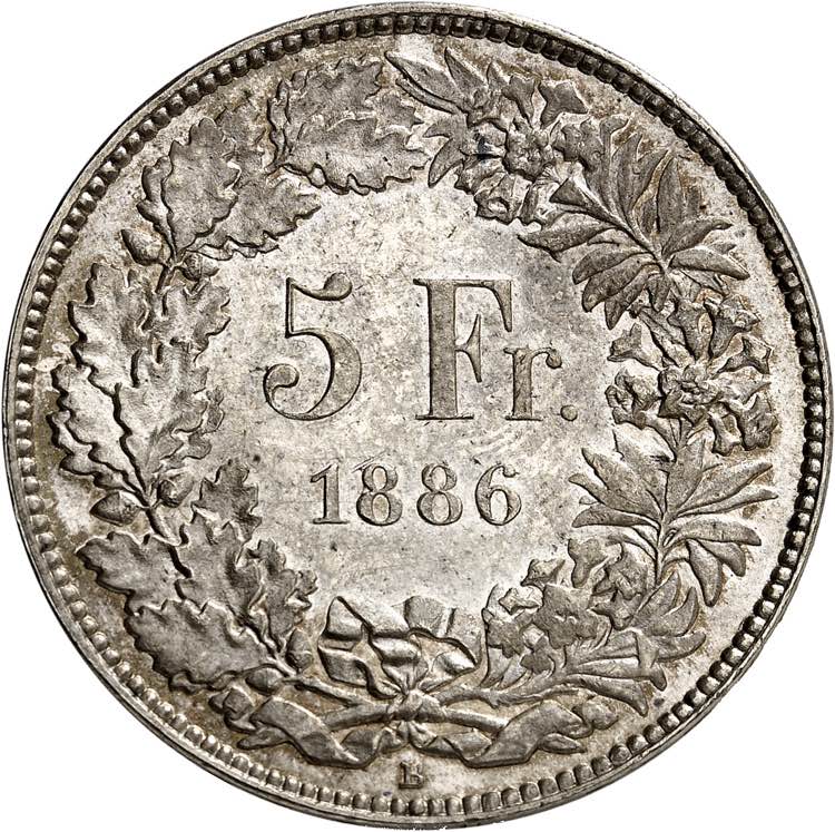 Confédération. 5 Francs 1886 B, ... 