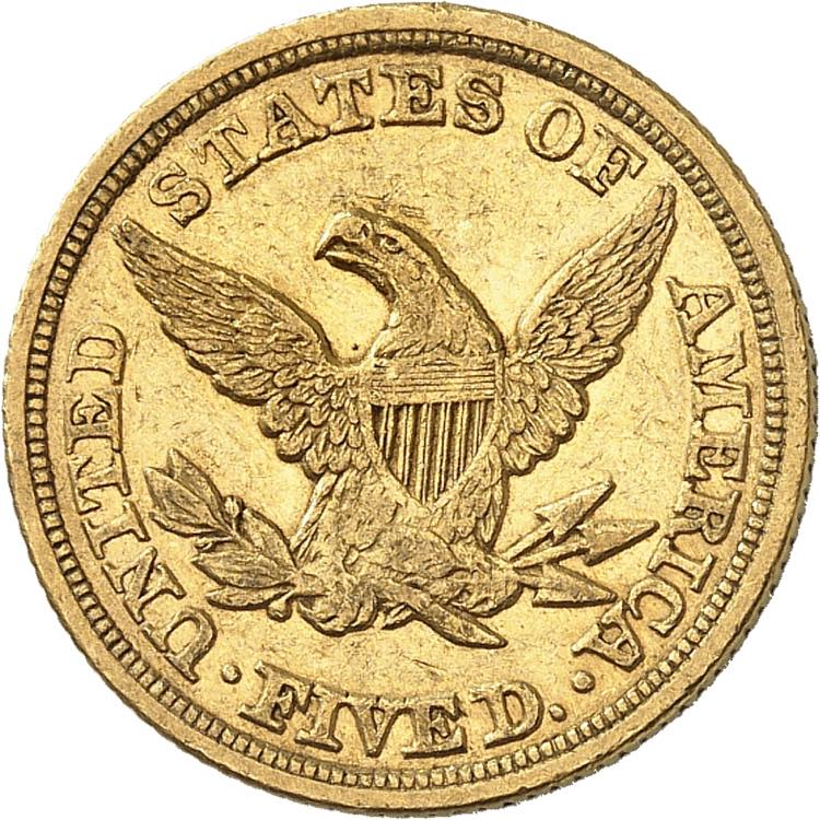5 Dollars 1848. 8,31g. Fr. 138.