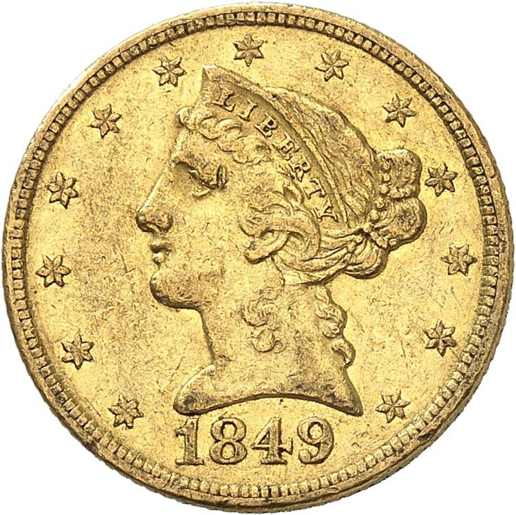5 Dollars 1849 C, Charlotte. ... 