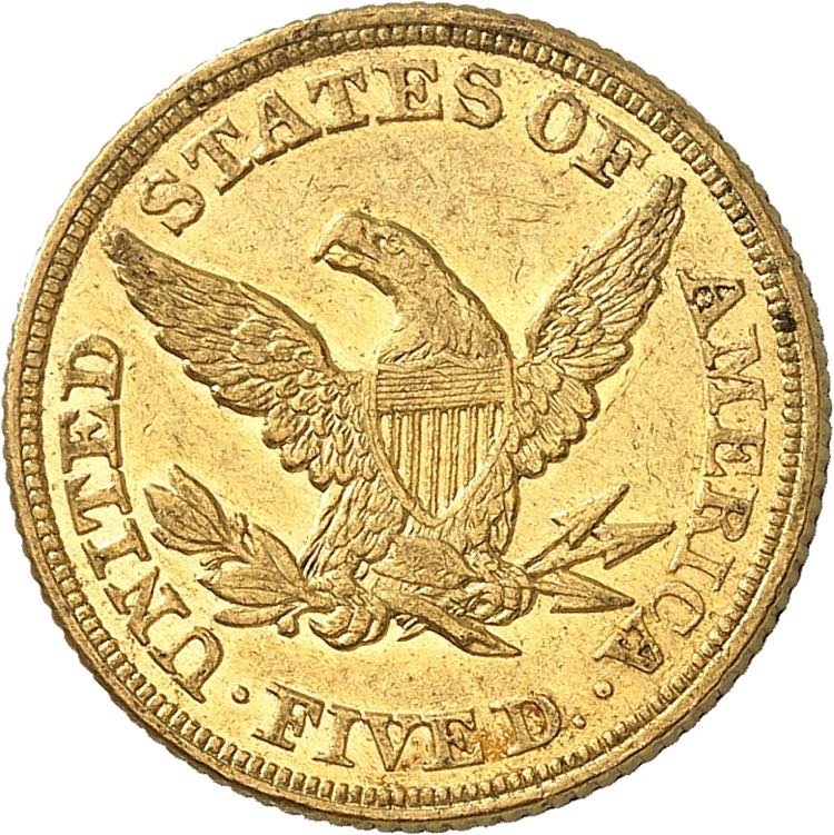 5 Dollars 1855. 8,34g. Fr. 138.