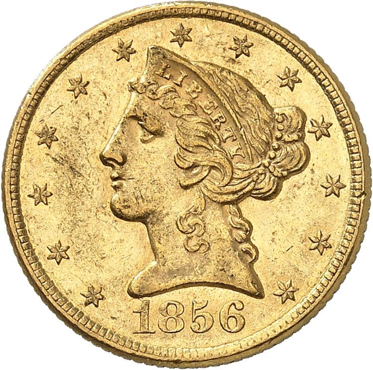 5 Dollars 1856. 8,35g. Fr. 138.