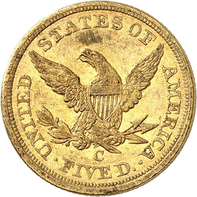 5 Dollars 1856 C, Charlotte. ... 