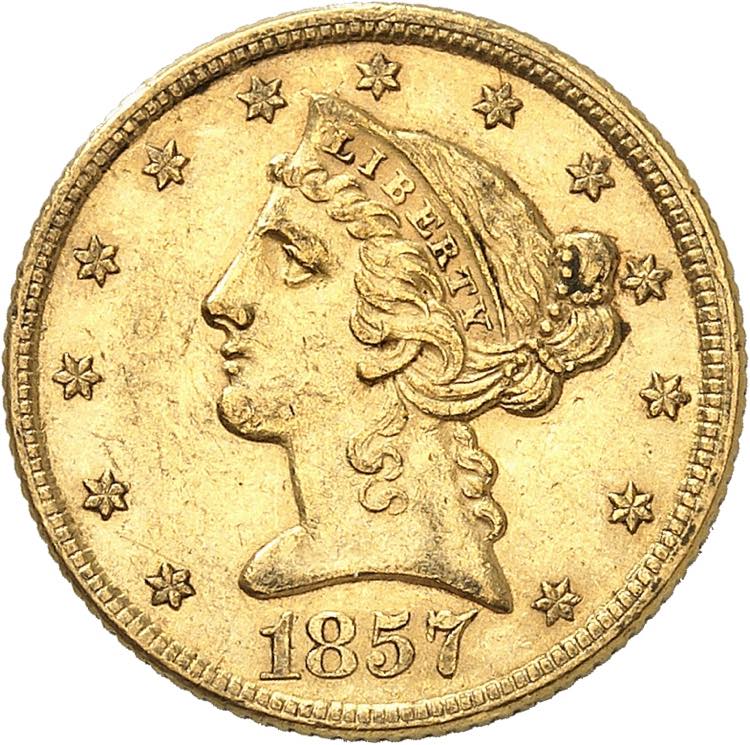 5 Dollars 1857. 8,34g. Fr. 138.