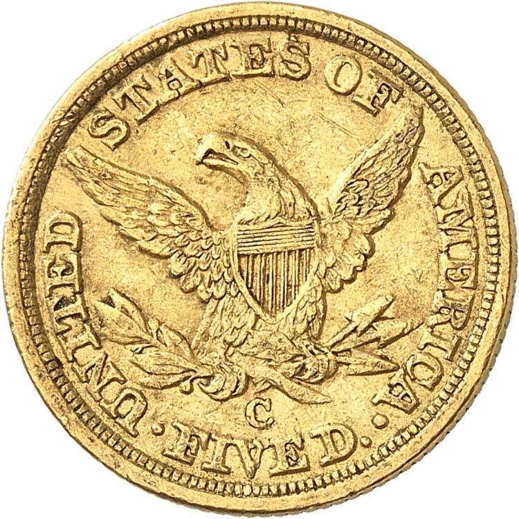 5 Dollars 1858 C, Charlotte. ... 