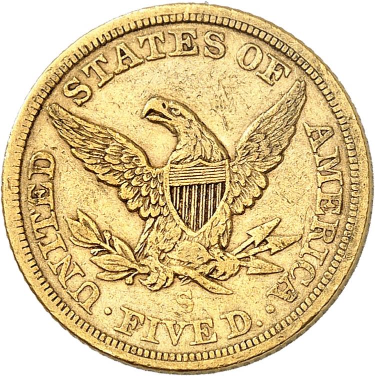 5 Dollars 1865 S, San Francisco. ... 