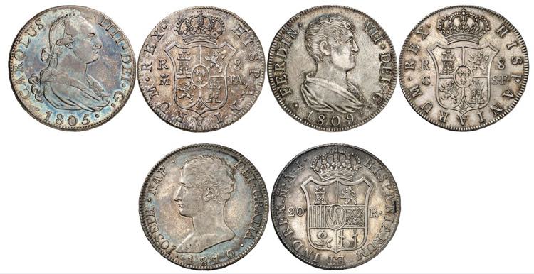 Lot de 3 monnaies : Charles IV, ... 