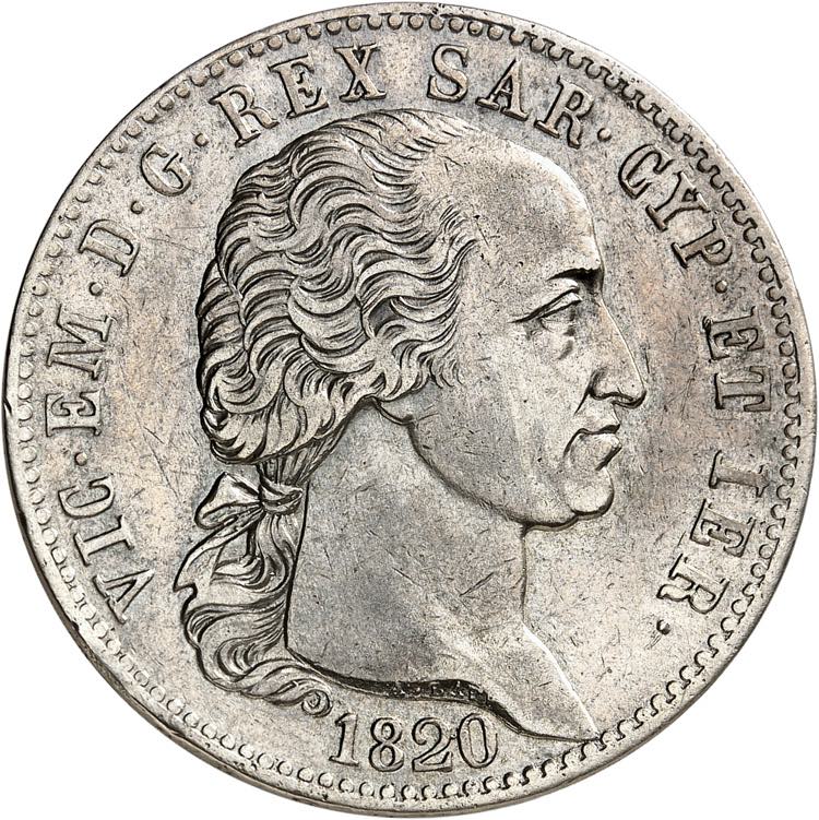 Piémont Sardaigne, 5 Lire 1820 L ... 