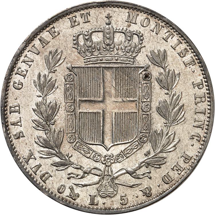 Piémont Sardaigne, 5 Lire 1849 P ... 