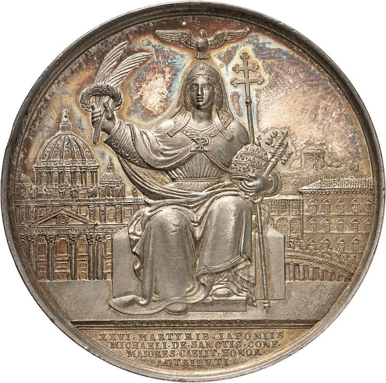 Médaille pontificale en argent ... 