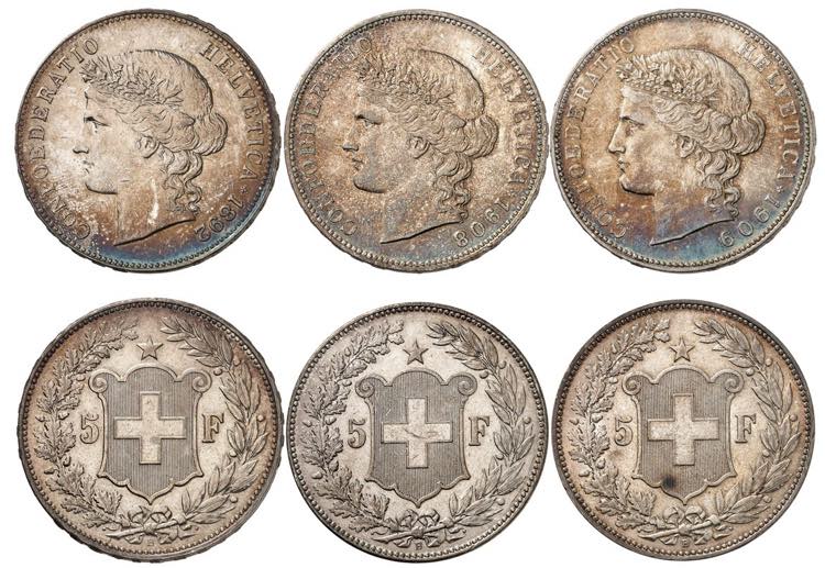 Confédération, Lot de 3 monnaies ... 