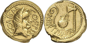 Jules César et A. Hirtius. Aureus 46 av. ... 