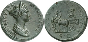 Marciana, fille de Trajan, † 114. Sesterce ... 